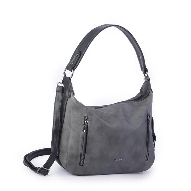 Nas Bag Çok Gözlü Kadın Omuz ve Çapraz Çanta (33x25 cm ) Gri Raven 