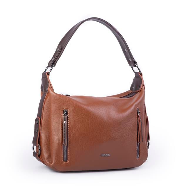 Nas Bag Çok Gözlü Kadın Omuz ve Çapraz Çanta (33x25 cm ) Taba Kahve   Victoria