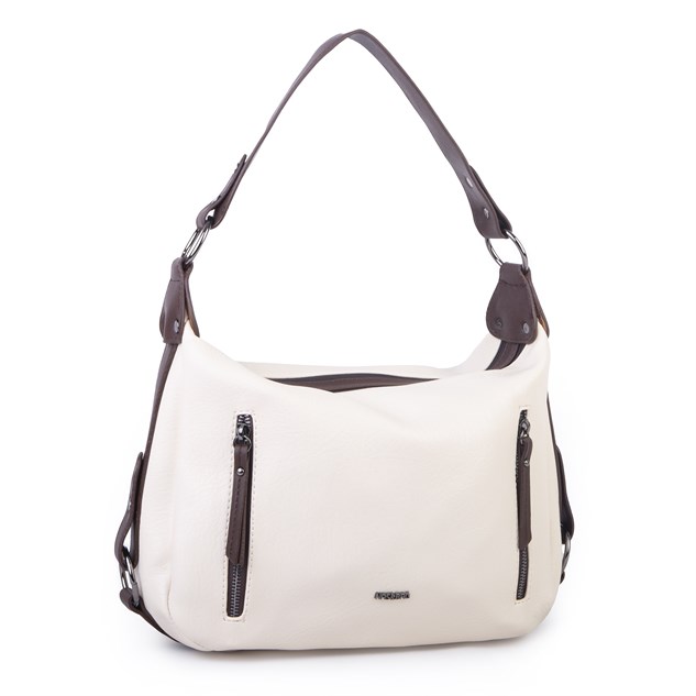 Nas Bag Çok Gözlü Kadın Omuz ve Çapraz Çanta (33x25 cm ) Krem Kahve Victoria