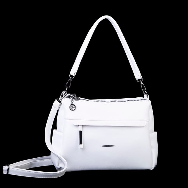 Nas Bag Çok Gözlü Yumuşak ve Hafif Yapılı Çift Askılı Omuz ve Çapraz Çanta ( 30x24 cm ) Beyaz Victoria