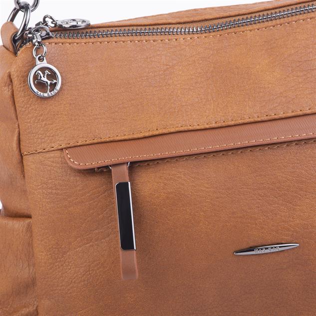 Nas Bag Çok Gözlü Yumuşak ve Hafif Yapılı Çift Askılı Omuz ve Çapraz Çanta Taba Lizbon ( 30x24 cm )
