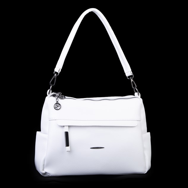 Nas Bag Çok Gözlü Yumuşak ve Hafif Yapılı Çift Askılı Omuz ve Çapraz Çanta ( 30x24 cm ) Beyaz Victoria
