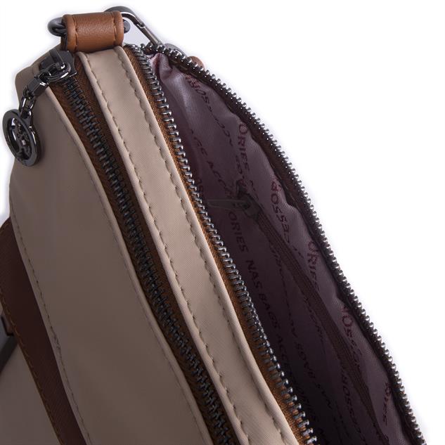 Nas Bag Çok Gözlü Yumuşak ve Hafif Yapılı Çift Askılı Omuz ve Çapraz Çanta Kum  Taba Buzzy  ( 30x24 cm )