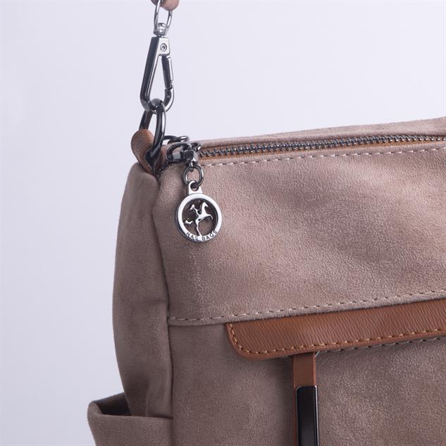 Nas Bag Çok Gözlü Yumuşak ve Hafif Yapılı Çift Askılı Omuz ve Çapraz Çanta Vizon Taba  Süet  ( 30x24 cm )