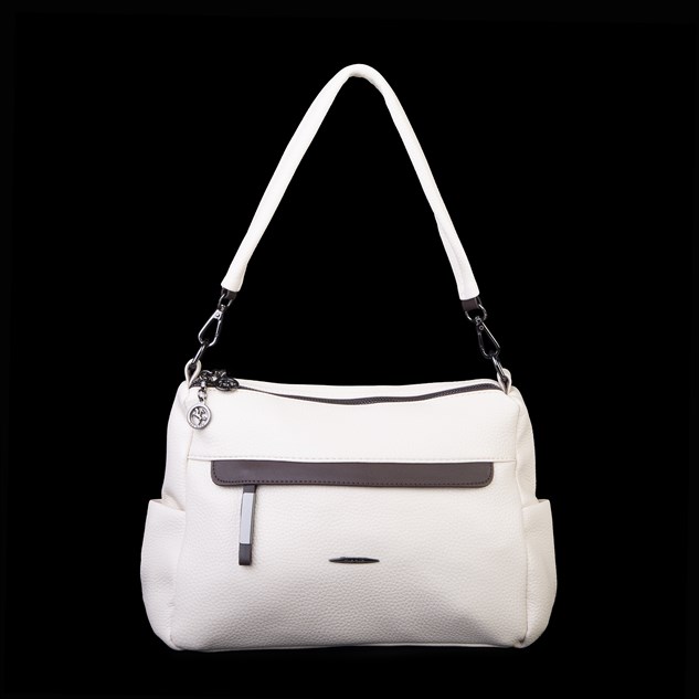 Nas Bag Çok Gözlü Yumuşak ve Hafif Yapılı Çift Askılı Omuz ve Çapraz Çanta ( 30x24 cm ) Krem Kahve Lopez