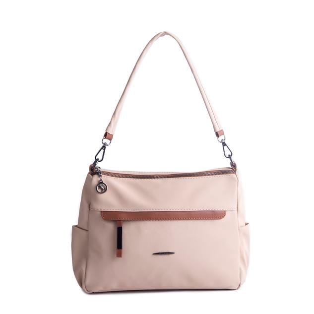 Nas Bag Çok Gözlü Yumuşak ve Hafif Yapılı Çift Askılı Omuz ve Çapraz Çanta Kum  Taba Buzzy  ( 30x24 cm )