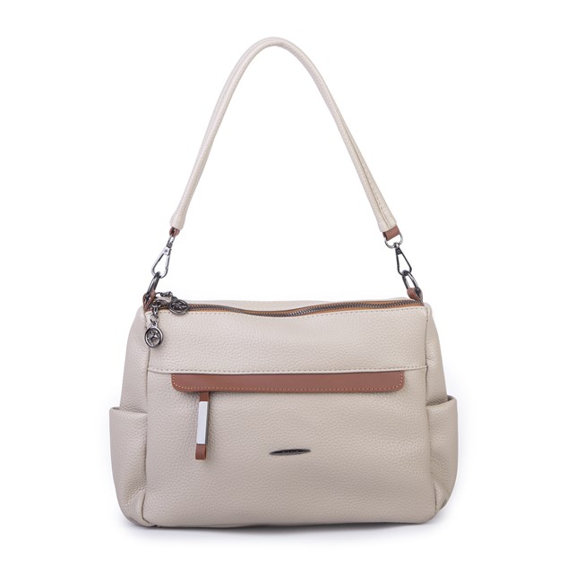 Nas Bag Çok Gözlü Yumuşak ve Hafif Yapılı Çift Askılı Omuz ve Çapraz Çanta ( 30x24 cm ) Kum Taba Victoria