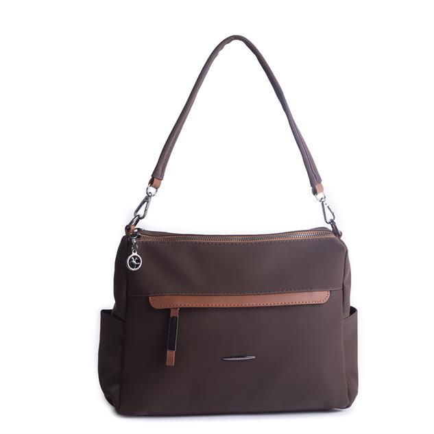 Nas Bag Çok Gözlü Yumuşak ve Hafif Yapılı Çift Askılı Omuz ve Çapraz Çanta Kahve  Taba Buzzy  ( 30x24 cm )