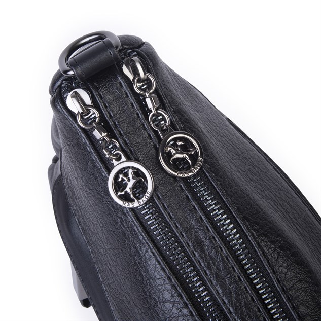 Nas Bag Çok Gözlü Yumuşak ve Hafif Yapılı Çift Askılı Omuz ve Çapraz Çanta ( 30x24 cm ) Siyah Victoria