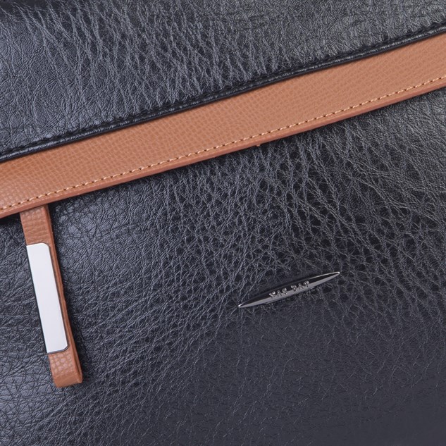 Nas Bag Çok Gözlü Yumuşak ve Hafif Yapılı Çift Askılı Omuz ve Çapraz Çanta ( 30x24 cm ) Siyah Taba Victoria