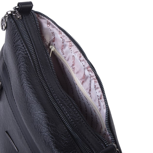 Nas Bag Çok Gözlü Yumuşak ve Hafif Yapılı Çift Askılı Omuz ve Çapraz Çanta ( 30x24 cm ) Siyah Victoria