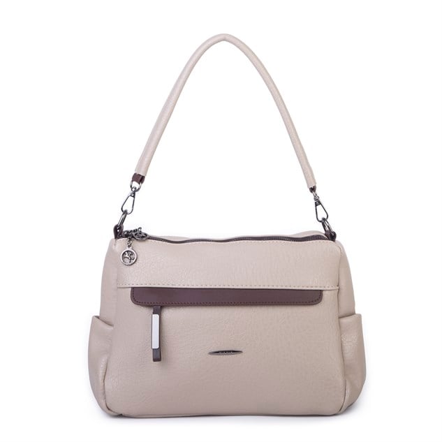 Nas Bag Çok Gözlü Yumuşak ve Hafif Yapılı Çift Askılı Omuz ve Çapraz Çanta ( 30x24 cm ) Kum Kahve Victoria