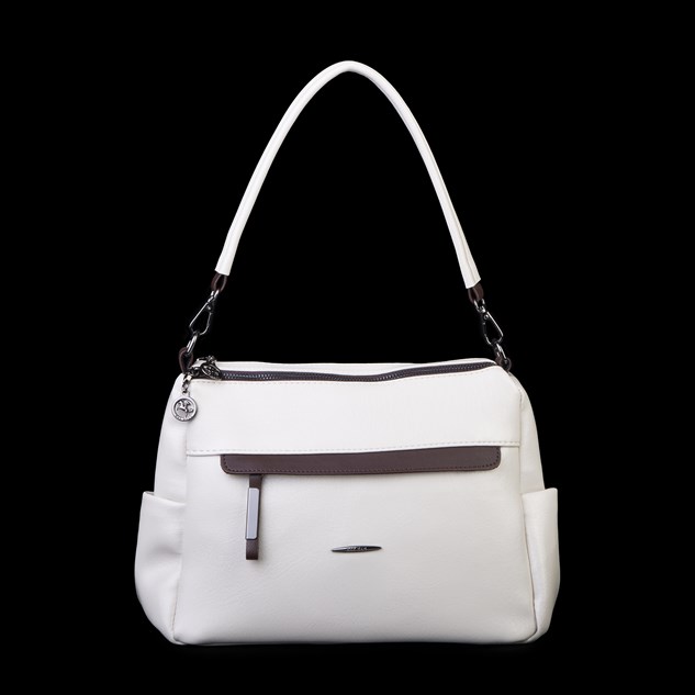 Nas Bag Çok Gözlü Yumuşak ve Hafif Yapılı Çift Askılı Omuz ve Çapraz Çanta ( 30x24 cm ) Krem Kahve Victoria