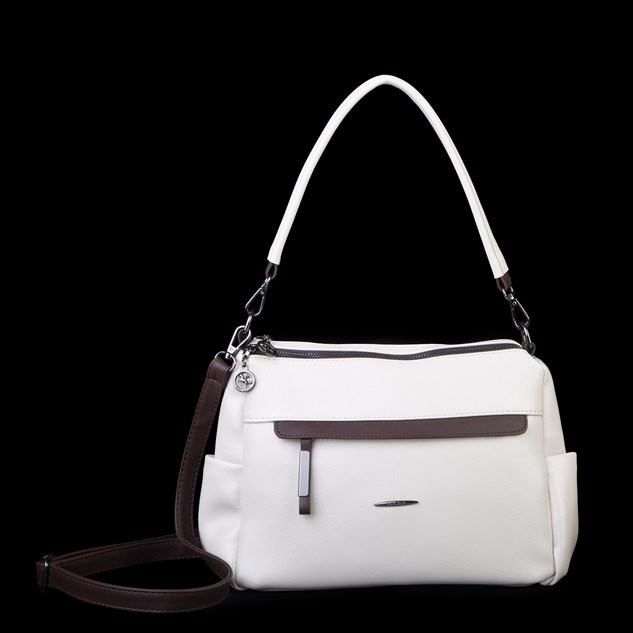 Nas Bag Çok Gözlü Yumuşak ve Hafif Yapılı Çift Askılı Omuz ve Çapraz Çanta ( 30x24 cm ) Krem Kahve Victoria