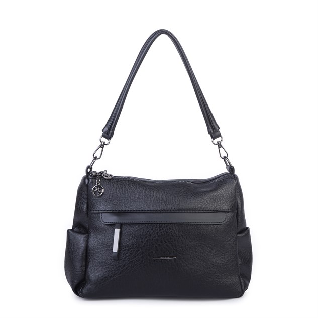 Nas Bag Çok Gözlü Yumuşak ve Hafif Yapılı Çift Askılı Omuz ve Çapraz Çanta ( 30x24 cm ) Siyah Victoria