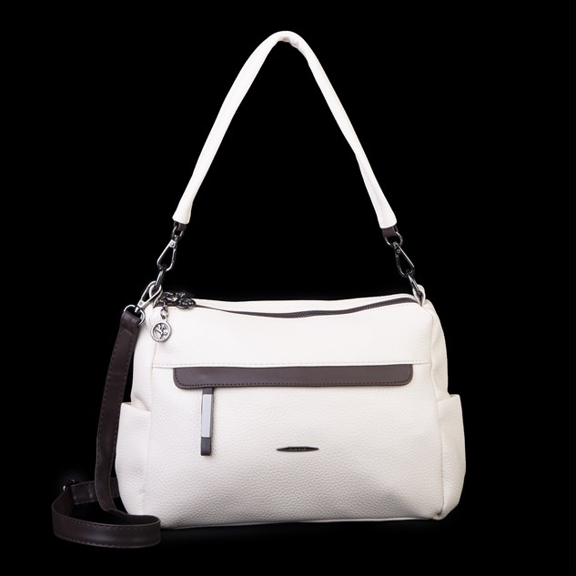 Nas Bag Çok Gözlü Yumuşak ve Hafif Yapılı Çift Askılı Omuz ve Çapraz Çanta ( 30x24 cm ) Krem Kahve Lopez