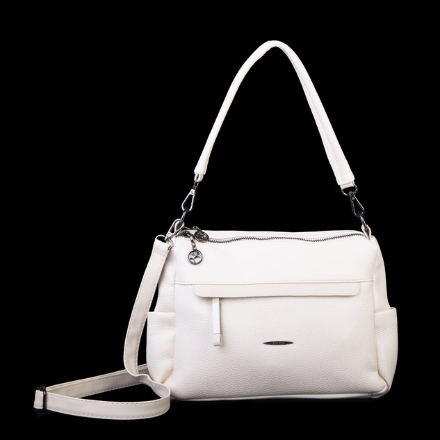Nas Bag Çok Gözlü Yumuşak ve Hafif Yapılı Çift Askılı Omuz ve Çapraz Çanta ( 30x24 cm ) Krem Lopez