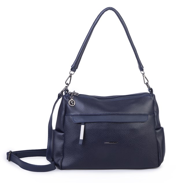Nas Bag Çok Gözlü Yumuşak ve Hafif Yapılı Çift Askılı Omuz ve Çapraz Çanta ( 30x24 cm ) Lacivert Lopez