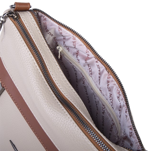 Nas Bag Çok Gözlü Yumuşak ve Hafif Yapılı Çift Askılı Omuz ve Çapraz Çanta ( 30x24 cm ) Kum Taba Victoria