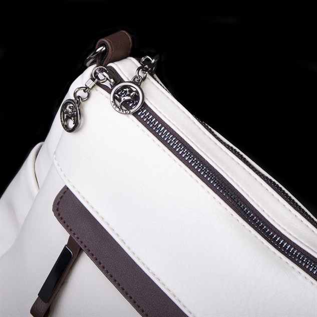 Nas Bag Çok Gözlü Yumuşak ve Hafif Yapılı Çift Askılı Omuz ve Çapraz Çanta ( 30x24 cm ) Krem Kahve Victoria