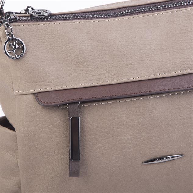Nas Bag Çok Gözlü Yumuşak ve Hafif Yapılı Çift Askılı Omuz ve Çapraz Çanta Vizon Kahve Lizbon ( 30x24 cm )