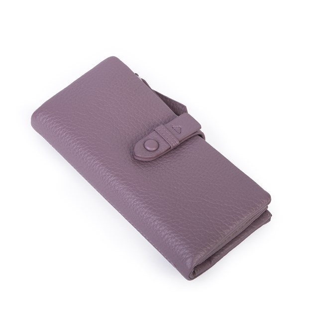 Nas Bag Çok Kartlıklı Çift Fermuarlı Çıtçıtlı Çok Gözlü Cüzdan Mor