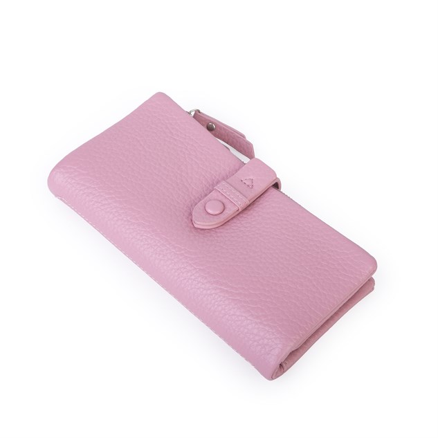 Nas Bag Çok Kartlıklı Çift Fermuarlı Çıtçıtlı Çok Gözlü Cüzdan Pembe