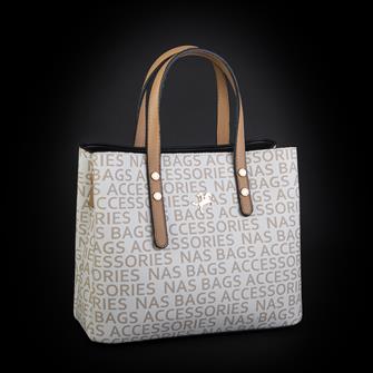 Nas Bag El  Çantası Krem Camel Yazılı