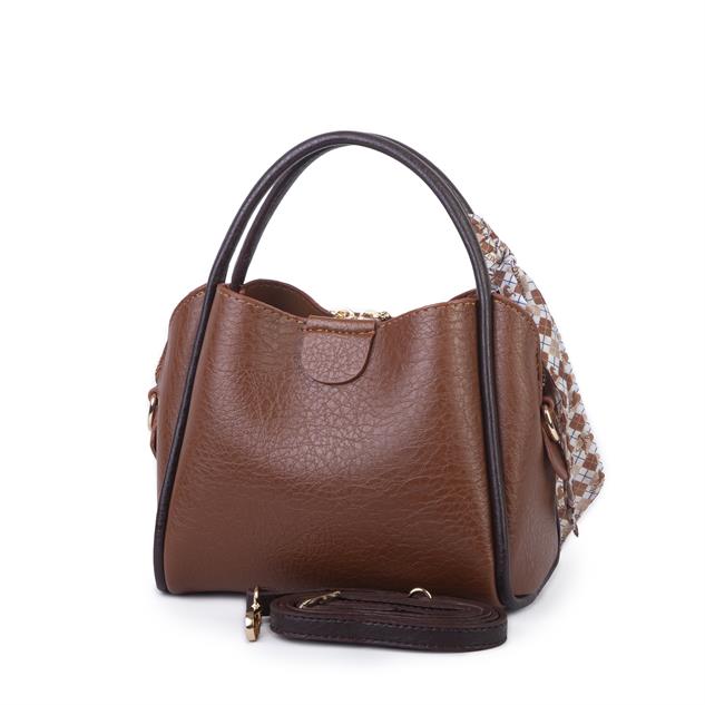 Nas Bag Fularlı Mini Boy El ve Çapraz Çanta Taba Kahve Victoria