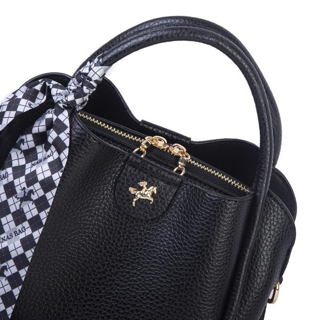 Nas Bag Fularlı Mini Boy El ve Çapraz Çanta Siyah  Lopez