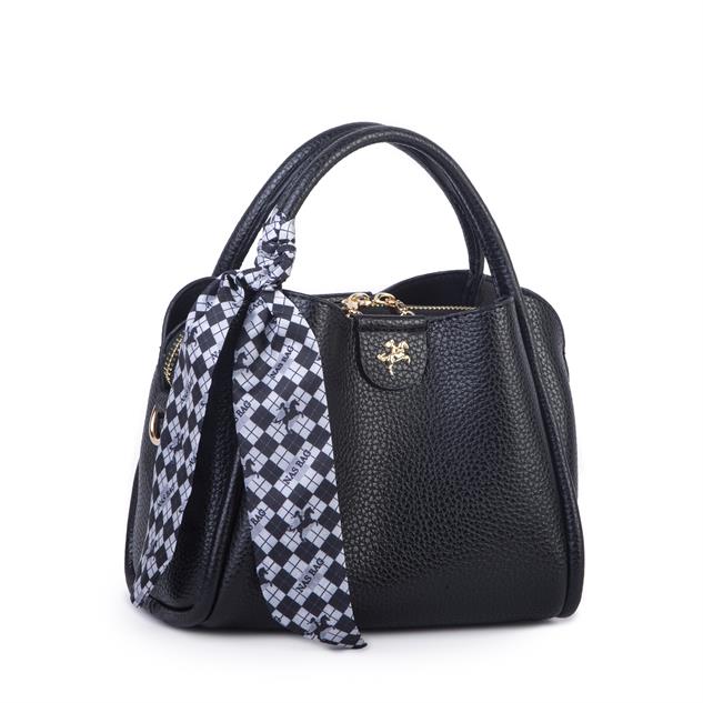 Nas Bag Fularlı Mini Boy El ve Çapraz Çanta Siyah  Lopez