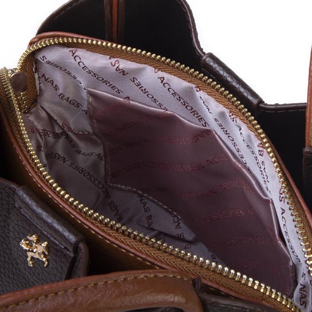 Nas Bag Fularlı Mini Boy El ve Çapraz Çanta Kahve Taba Lopez