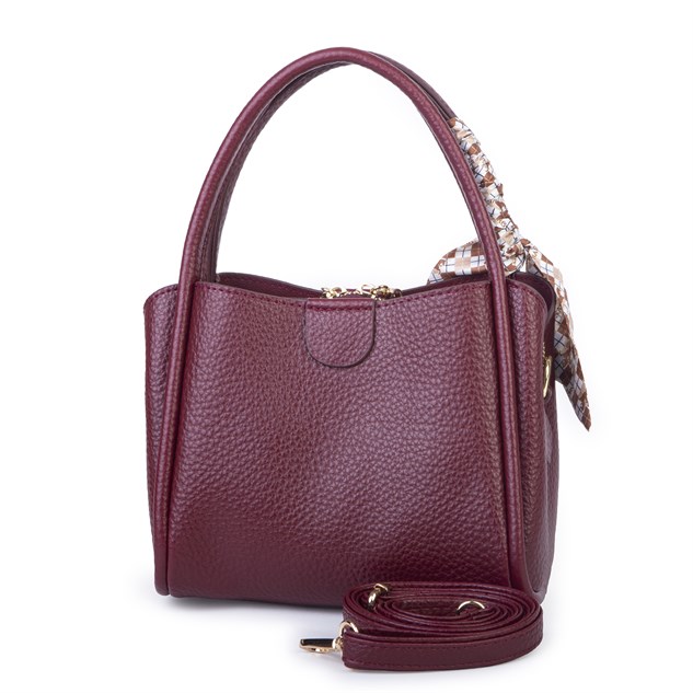 Nas Bag Fularlı Mini Boy El ve Çapraz Çanta Bordo  Lopez