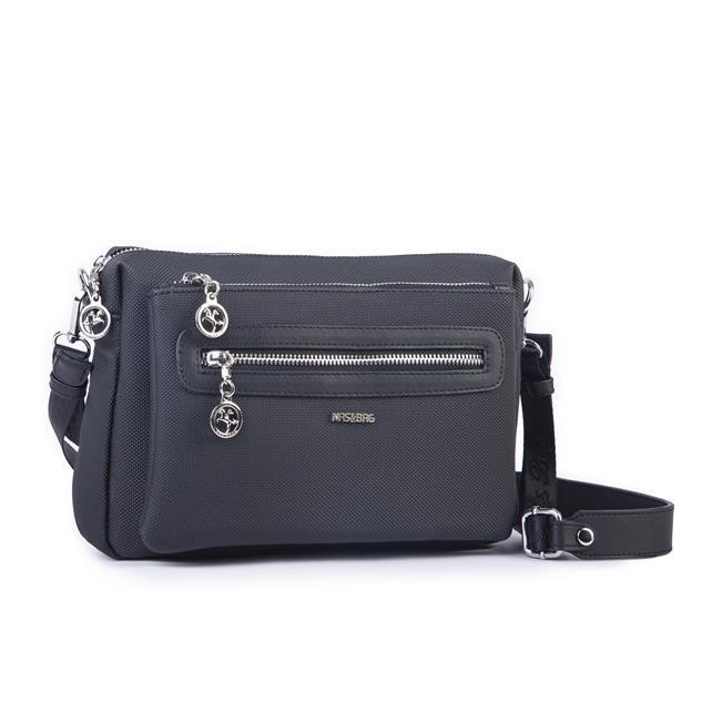 Nas Bag Günlük Çok Gözlü Çanta (en: 26 cm  ; boy:17 cm) Siyah Lacste