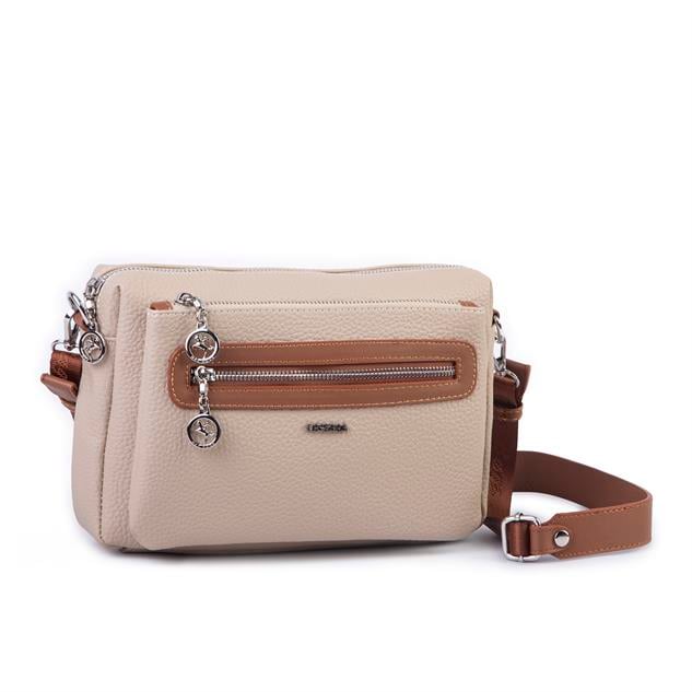 Nas Bag Günlük Çok Gözlü Çanta (en: 26 cm  ; boy:17 cm) Kum Taba Lopez
