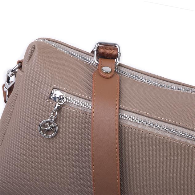 Nas Bag Günlük Çok Gözlü Çanta (en: 26 cm  ; boy:17 cm) Vizon Taba Lacste