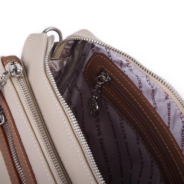 Nas Bag Günlük Çok Gözlü Çanta (en: 26 cm  ; boy:17 cm) Kum Taba Lopez