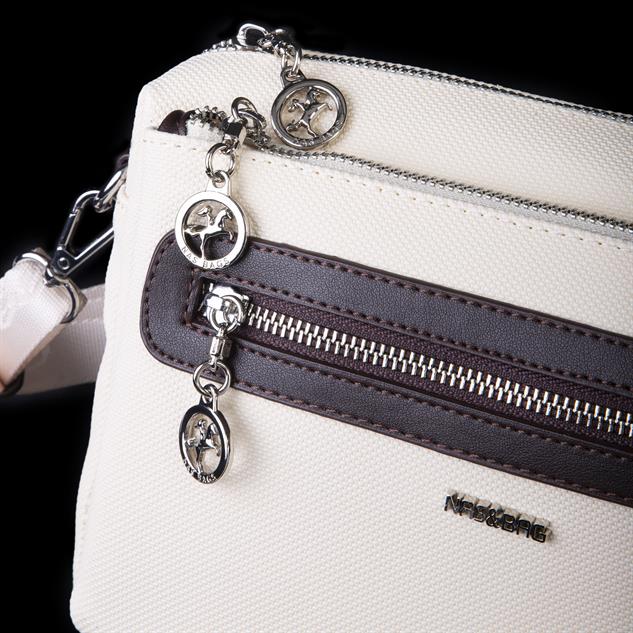 Nas Bag Günlük Çok Gözlü Çanta (en: 26 cm  ; boy:17 cm) Krem Kahve Lacste