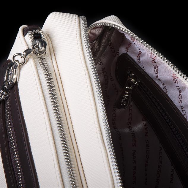 Nas Bag Günlük Çok Gözlü Çanta (en: 26 cm  ; boy:17 cm) Krem Kahve Lacste