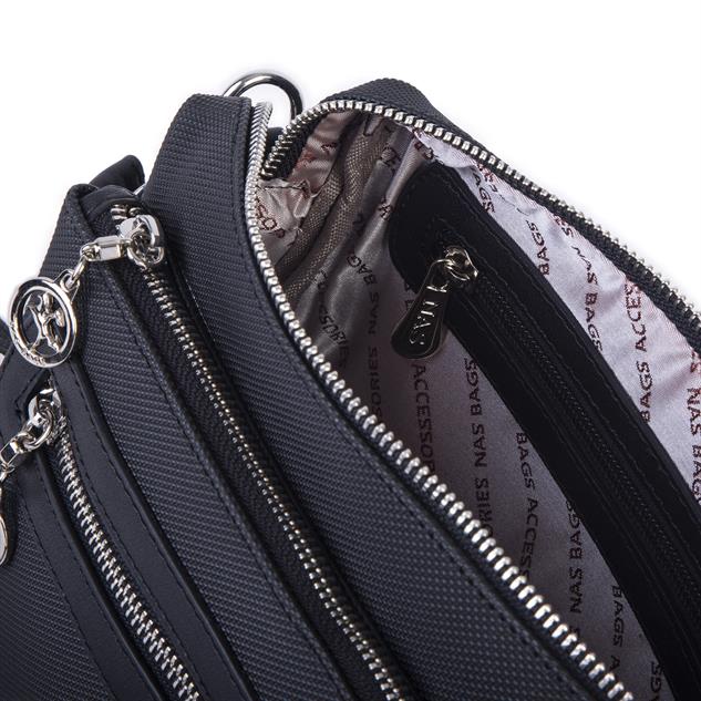 Nas Bag Günlük Çok Gözlü Çanta (en: 26 cm  ; boy:17 cm) Siyah Lacste