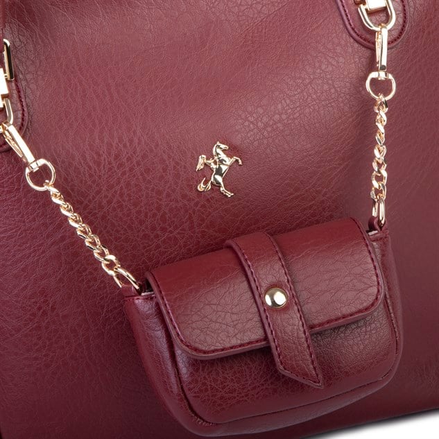 Nas Bag Kadın 2 li Set Omuz Çantası Bordo Victoria