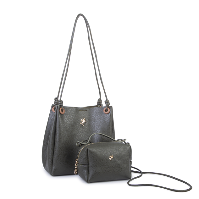 Nas Bag Kadın 2 li Set Omuz ve Çapraz Çanta Haki Taba Victoria