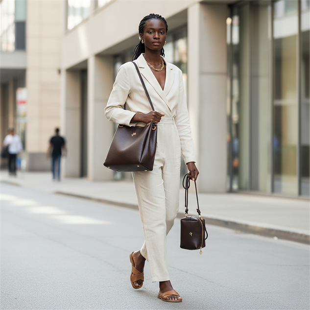 Nas Bag Kadın 2 li Set Omuz ve Çapraz Çanta Kahve Taba Victoria