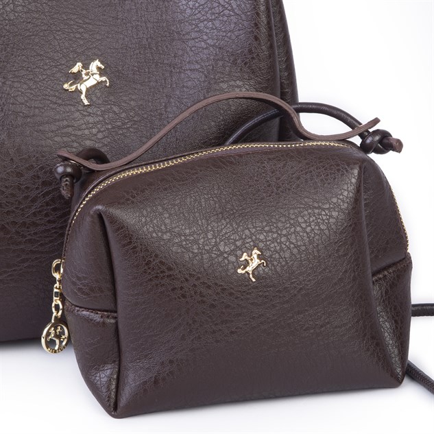 Nas Bag Kadın 2 li Set Omuz ve Çapraz Çanta Kahve Victoria