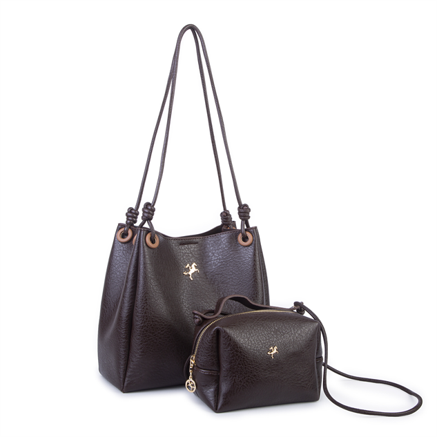 Nas Bag Kadın 2 li Set Omuz ve Çapraz Çanta Kahve Taba Victoria