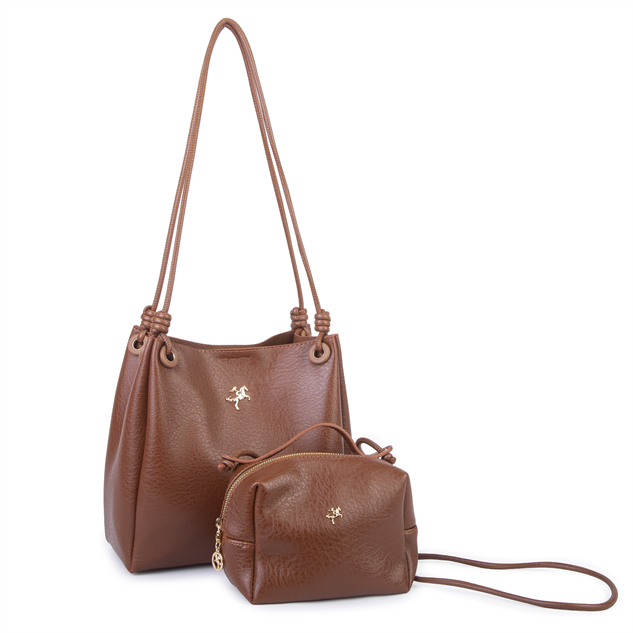 Nas Bag Kadın 2 li Set Omuz ve Çapraz Çanta Taba Victoria