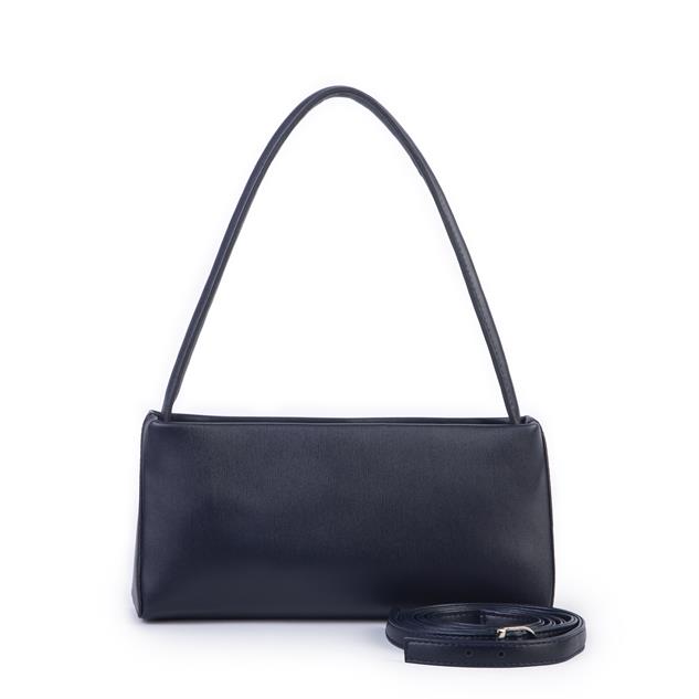 Nas Bag Kadın Basic Baget Omuz ve Çapraz Çanta Lacivert Kımera (27x12 cm )