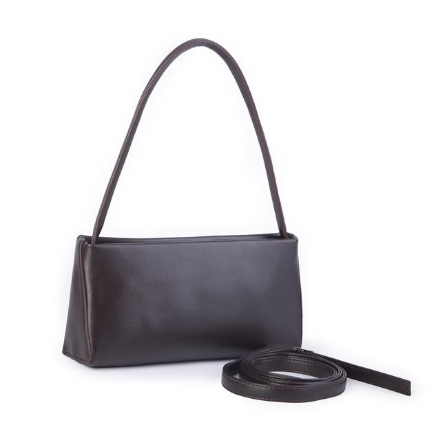 Nas Bag Kadın Basic Baget Omuz ve Çapraz Çanta Kahve Kımera (27x12 cm )