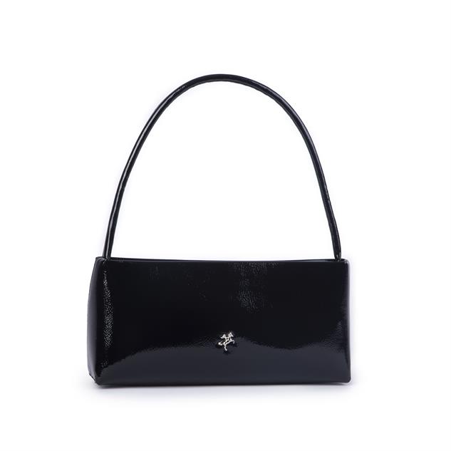 Nas Bag Kadın Basic Baget Omuz ve Çapraz Çanta Siyah Rugan (27x12 cm )