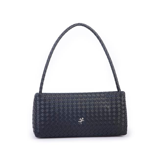 Nas Bag Kadın Basic Baget Omuz ve Çapraz Çanta Siyah Örgülü (27x12 cm )